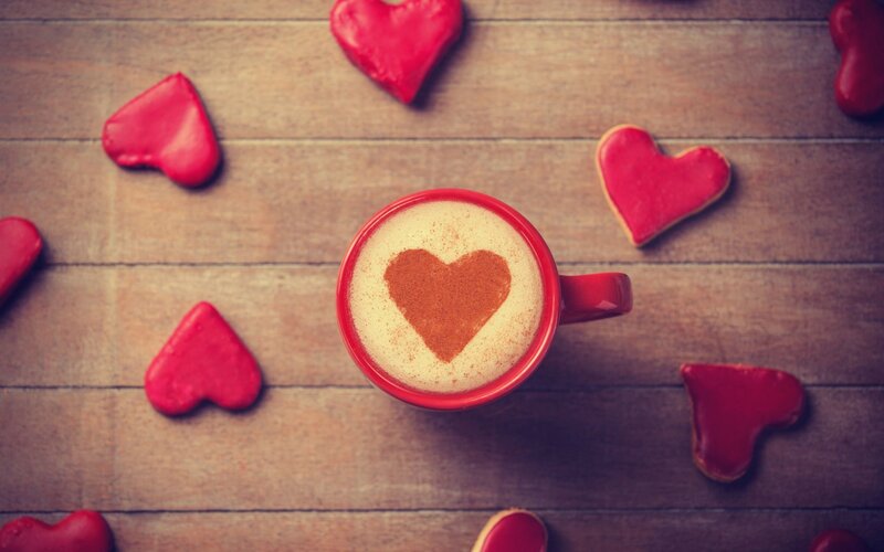Coffee Cup with Heart — Red, Cozy, Photograph
