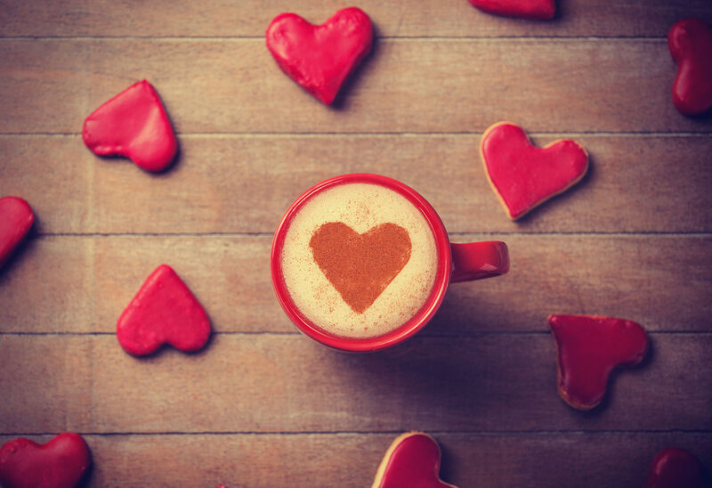 Coffee Cup with Heart — Red, Cozy