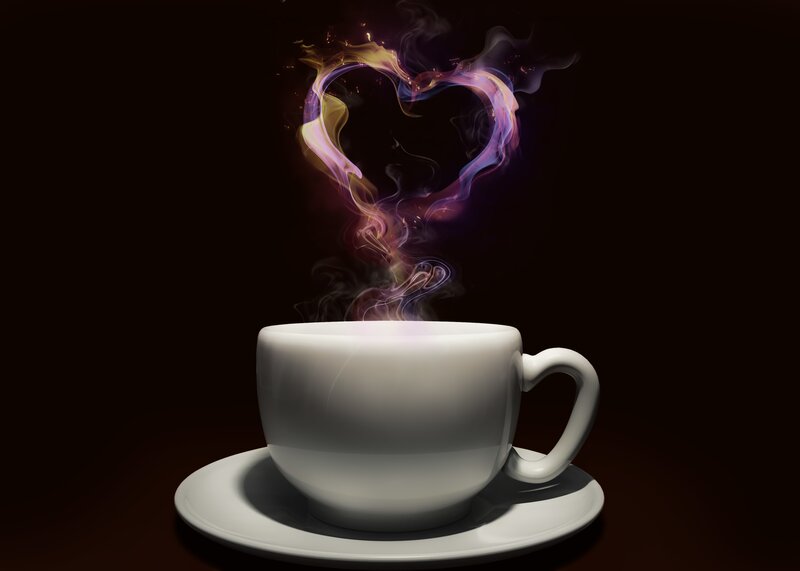 coffee cup with heart-shaped steam
