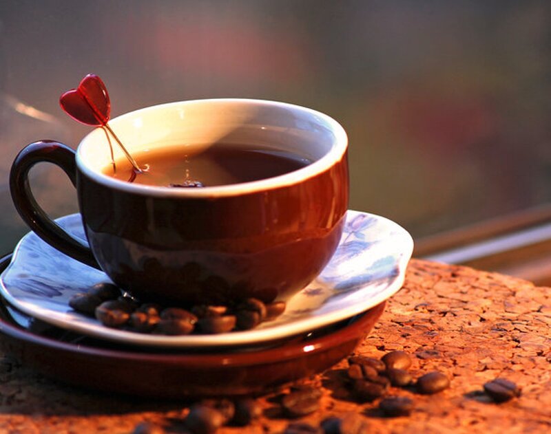 Coffee Cup with Heart Stirrer