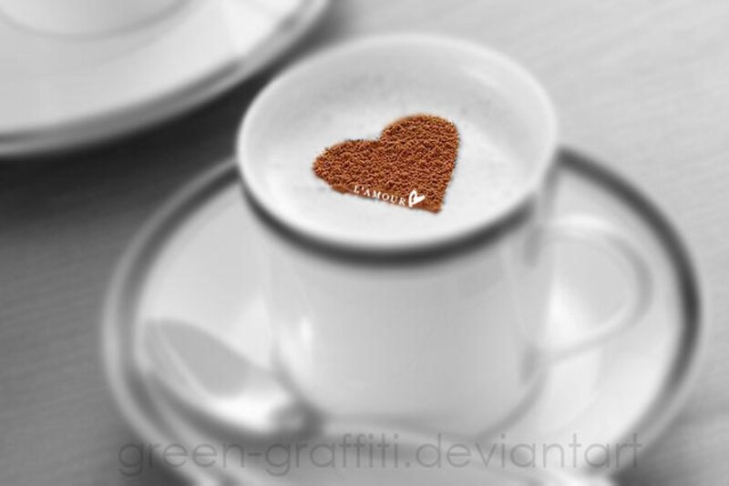 Coffee Cup with Heart — White, Calm, Photograph