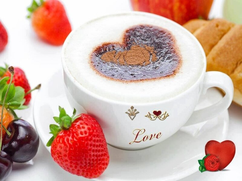 Coffee Cup with Heart — White, Romantic