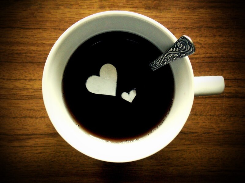 Coffee Cup with Hearts — Brown