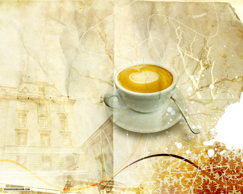 Coffee Cup with Latte Art — Beige
