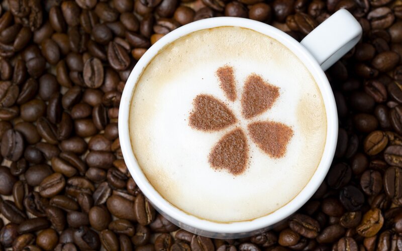 Coffee Cup with Latte Art — Brown, Calm, Photograph, Coffee Beans, Cinnamon