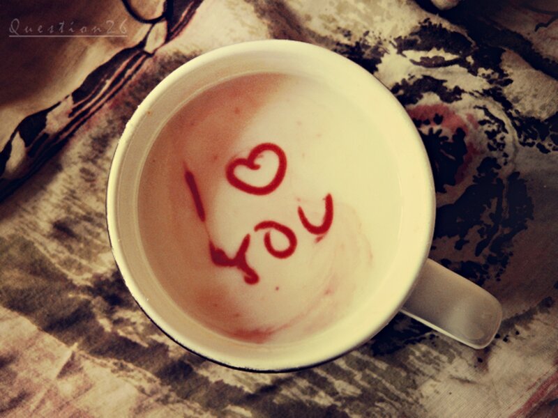 Coffee Cup with Latte Art — Brown, Calm, Photograph, Text