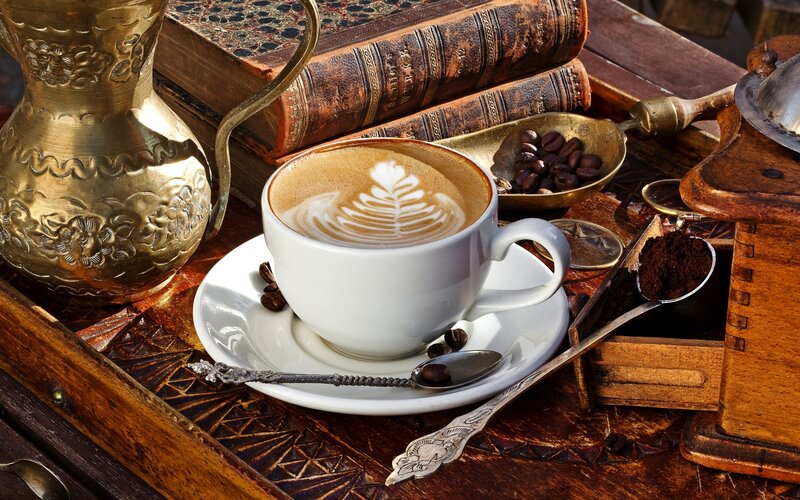 Coffee Cup with Latte Art — Brown, Cozy, Morning