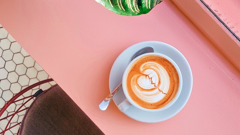 Coffee Cup with Latte Art — Pink