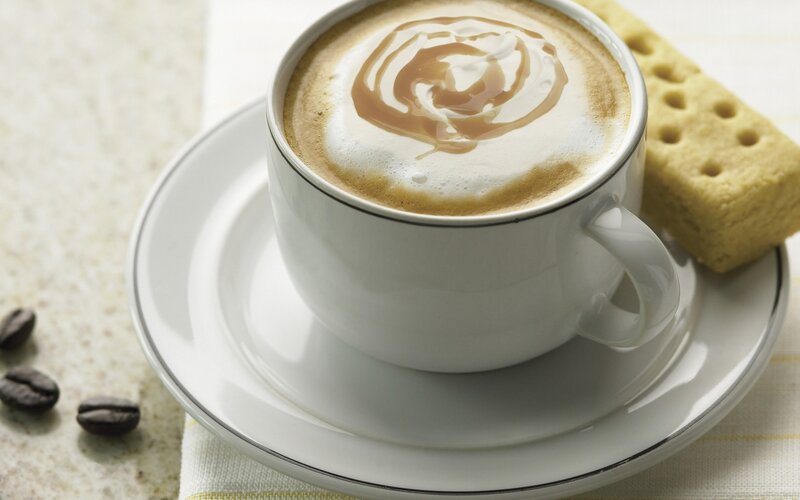 Coffee Cup with Latte Art — White, Calm, Morning, Photograph, Saucer