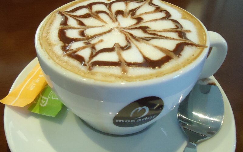 Coffee Cup with Latte Art — White, Calm, Photograph