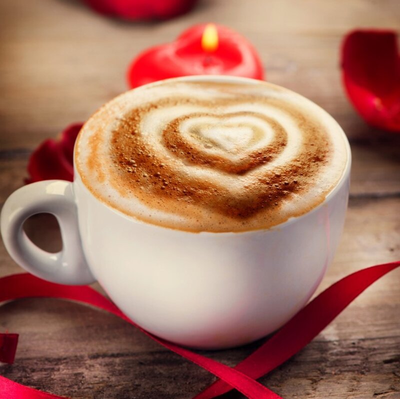 Coffee Cup with Latte Art — White, Romantic