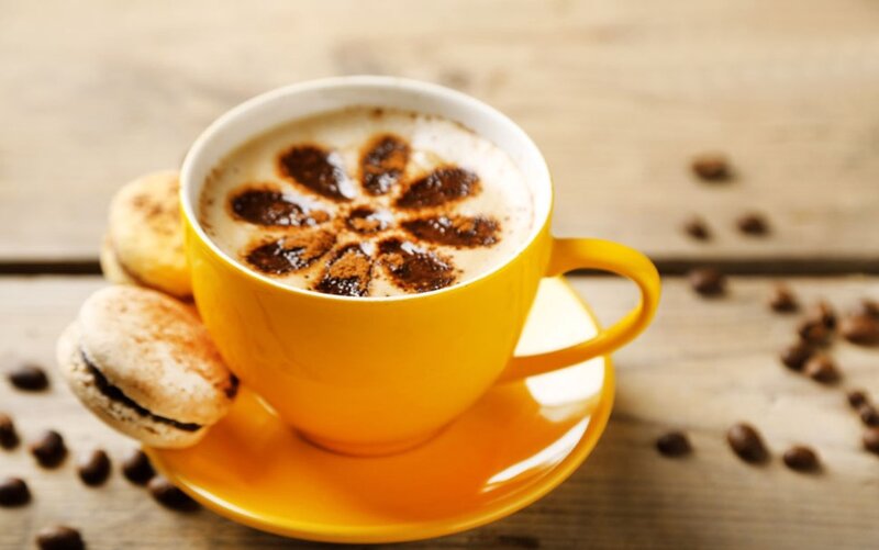 Coffee Cup with Latte Art — Yellow, Calm