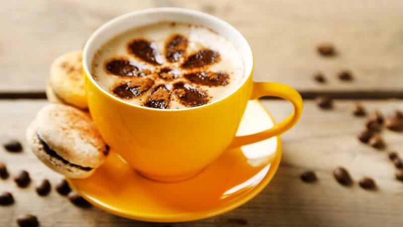 Coffee Cup with Latte Art — Yellow, Cozy