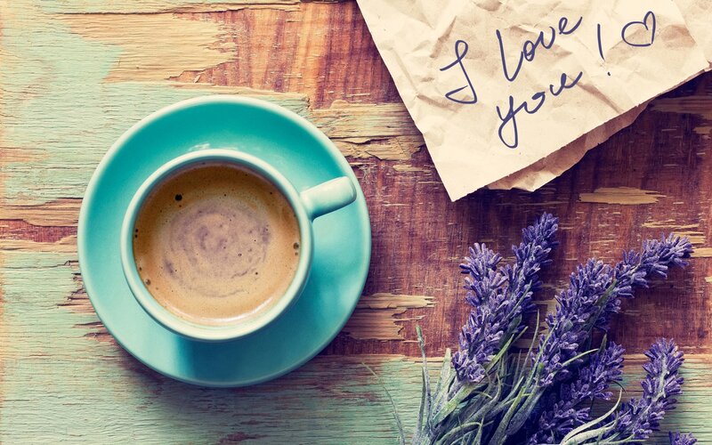 Coffee Cup with Lavender — Teal