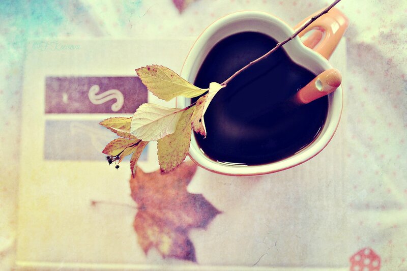 Coffee Cup with Leaves