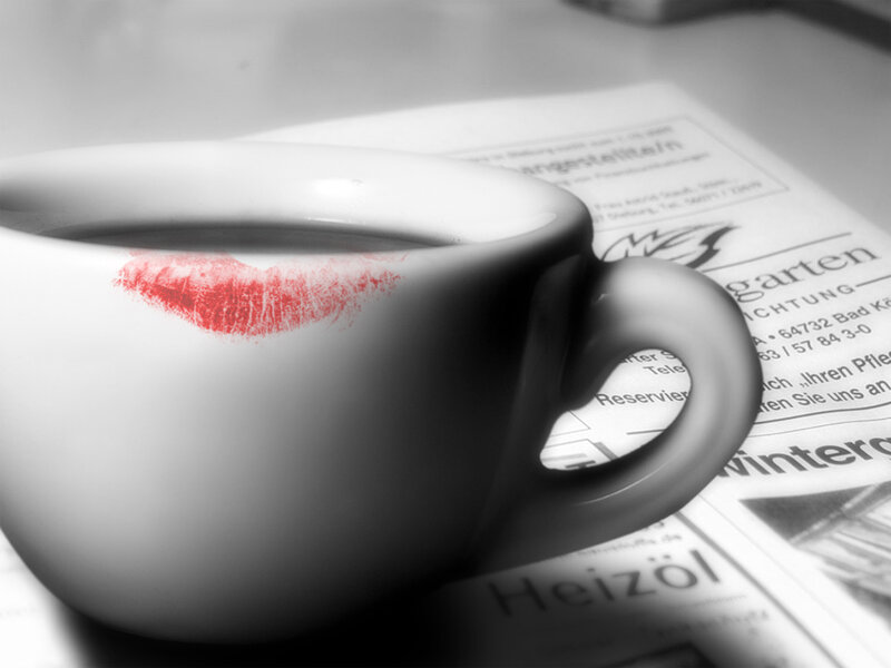 coffee cup with lipstick mark