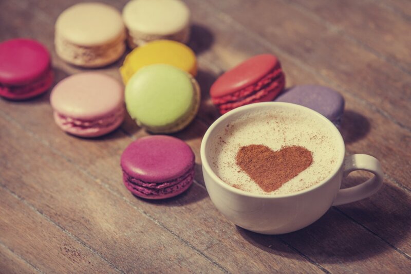Coffee Cup with Macarons — Brown, Cozy
