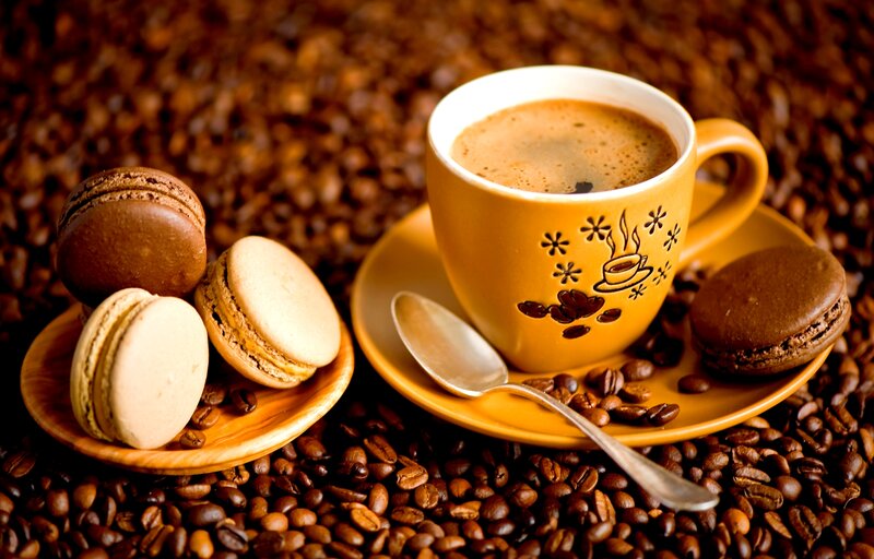 Coffee Cup with Macarons