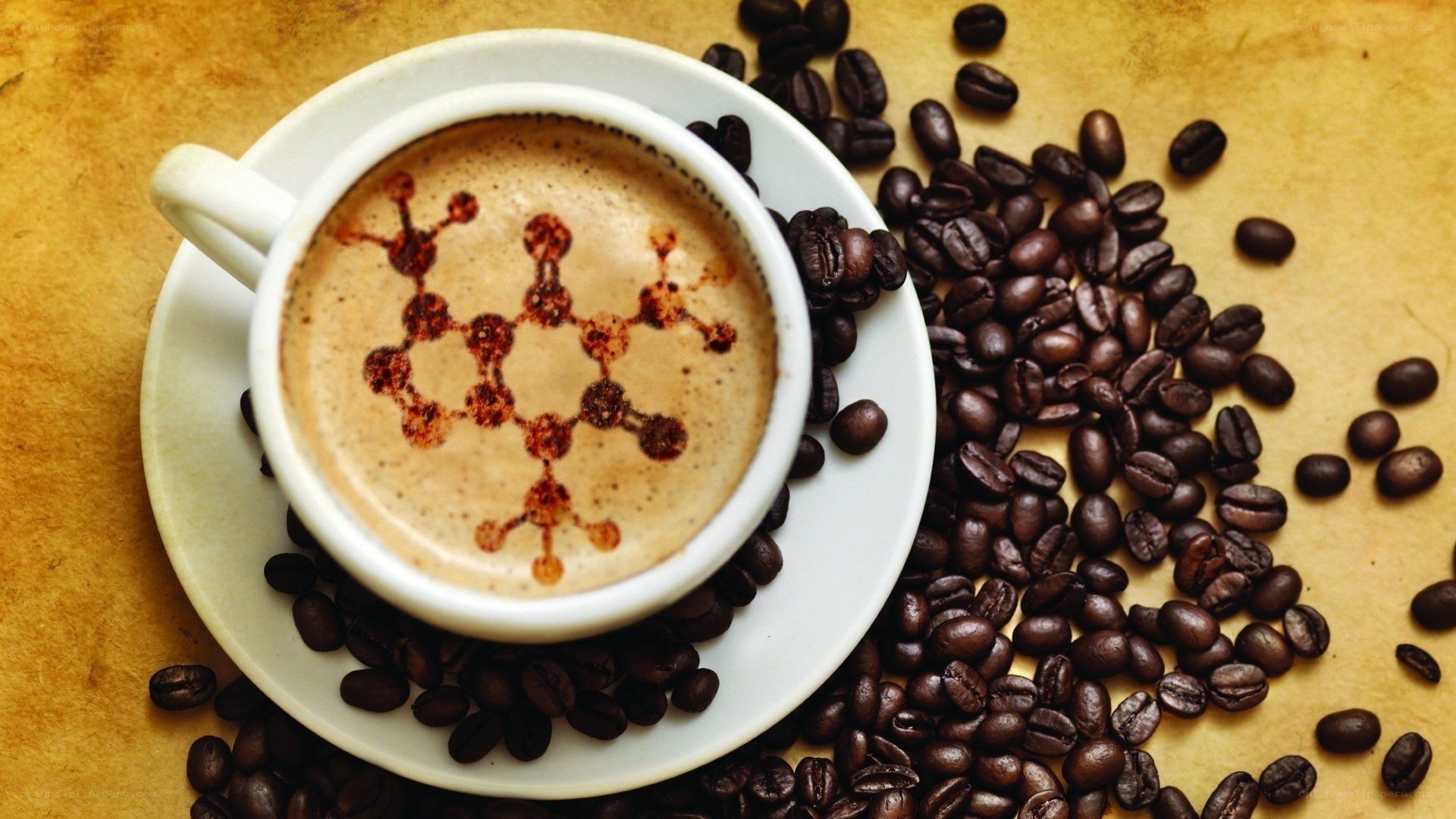 coffee cup with molecule art