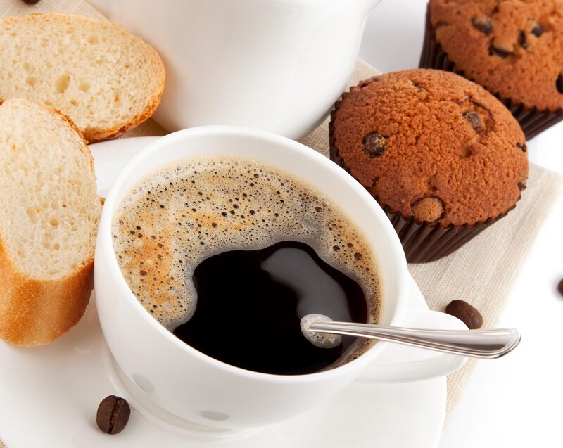 Coffee Cup with Muffins — White