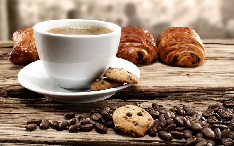 Coffee Cup with Pastries — Brown, Calm, Morning