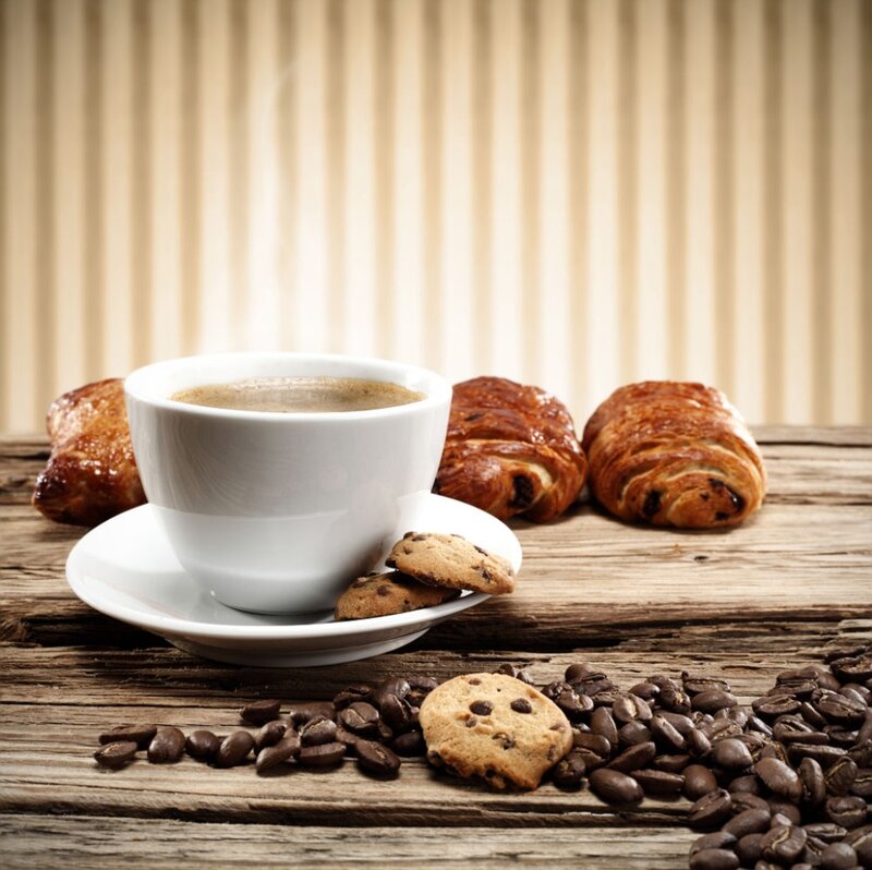 Coffee Cup with Pastries — Brown, Cozy, Morning