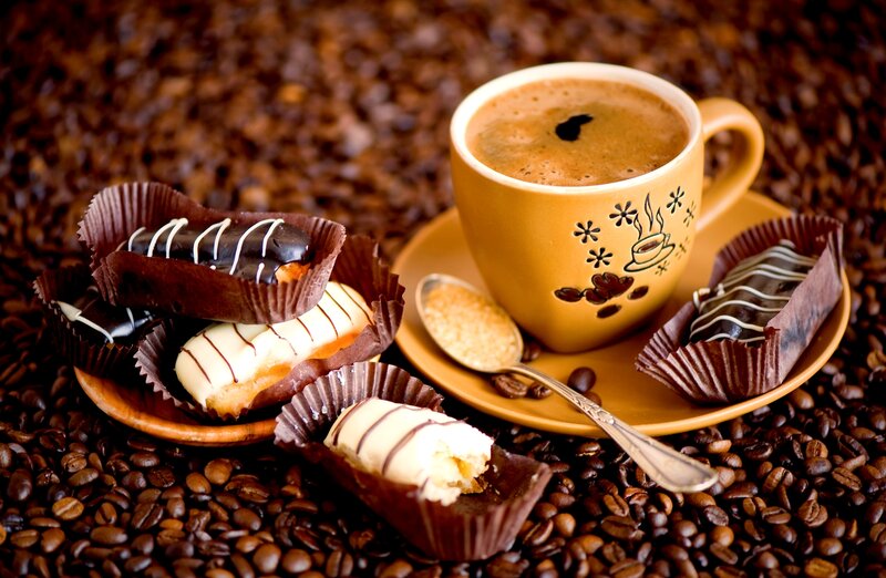Coffee Cup with Pastries — Brown, Cozy