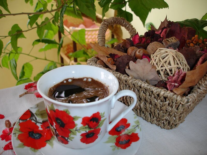 Coffee Cup with Poppies