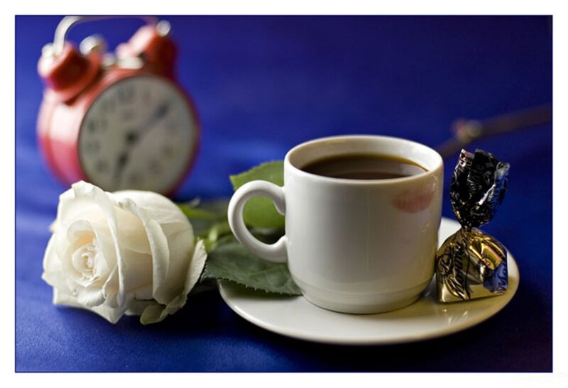 Coffee Cup with Rose — Blue, Serene
