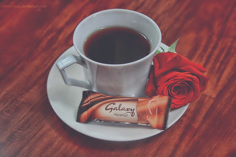 Coffee Cup with Rose — Brown, Calm, Photograph
