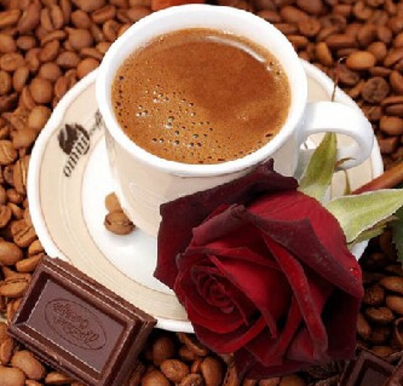 Coffee Cup with Rose — Brown