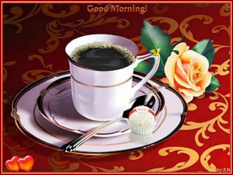 Coffee Cup with Rose — Red