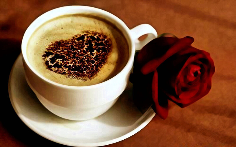 Coffee Cup with Rose — White