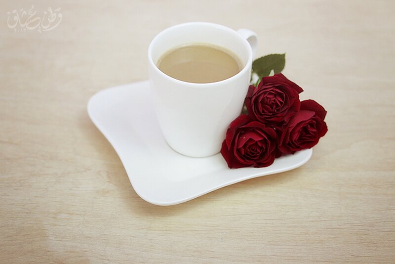 Coffee Cup with Roses — White, Calm