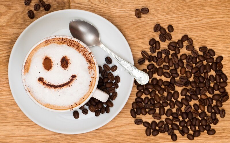 Coffee Cup with Smiley Face — Brown, Calm, Morning