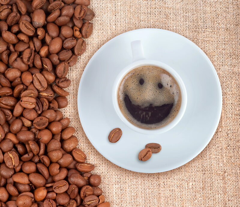 Coffee Cup with Smiley Face — Brown, Calm, Photograph