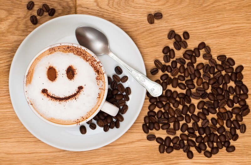 Coffee Cup with Smiley Face — Brown, Calm