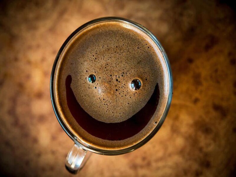 Coffee Cup with Smiley Face — Brown