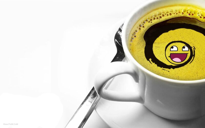 Coffee Cup with Smiley Face — White, Playful