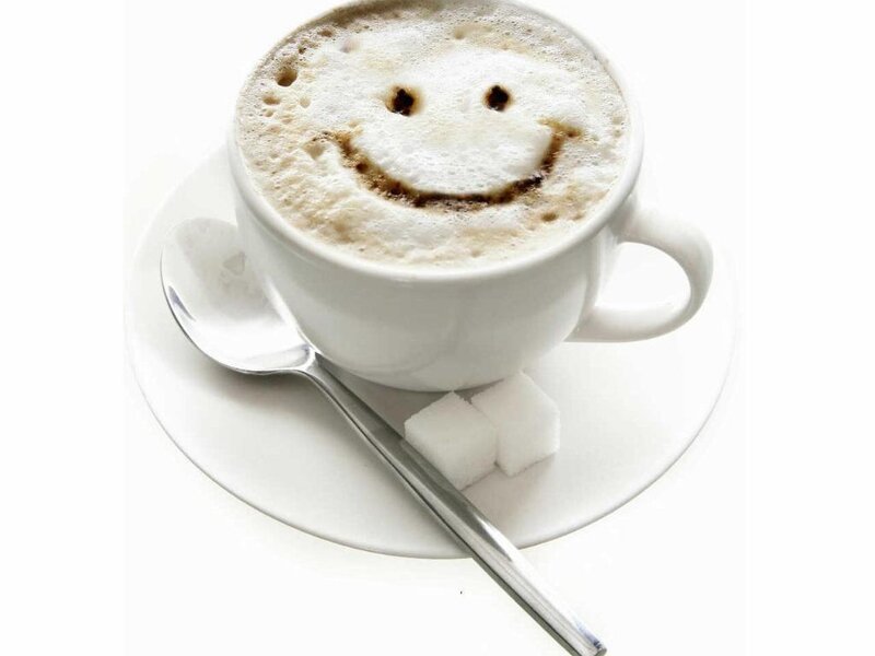 Coffee Cup with Smiley Face — White