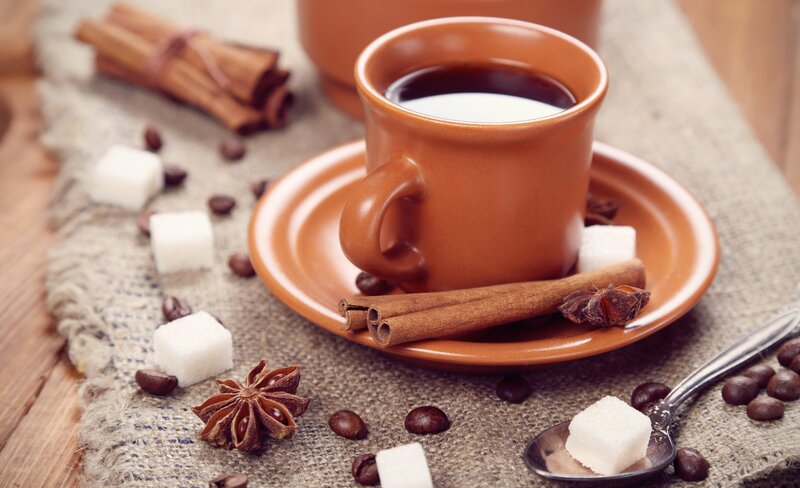 Coffee Cup with Spices — Brown, Cozy
