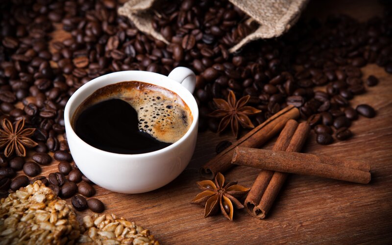 Coffee Cup with Spices — Brown, Warm