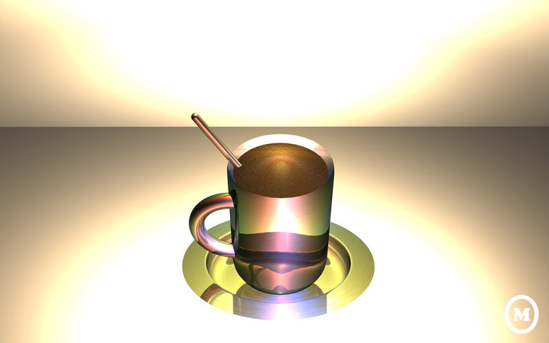 Coffee Cup with Spoon — Gold