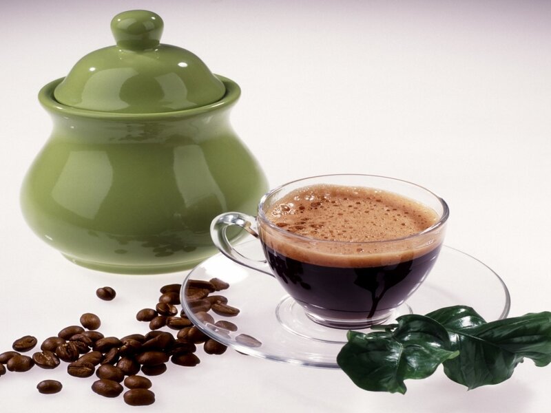 Coffee Cup with Sugar Bowl — Green