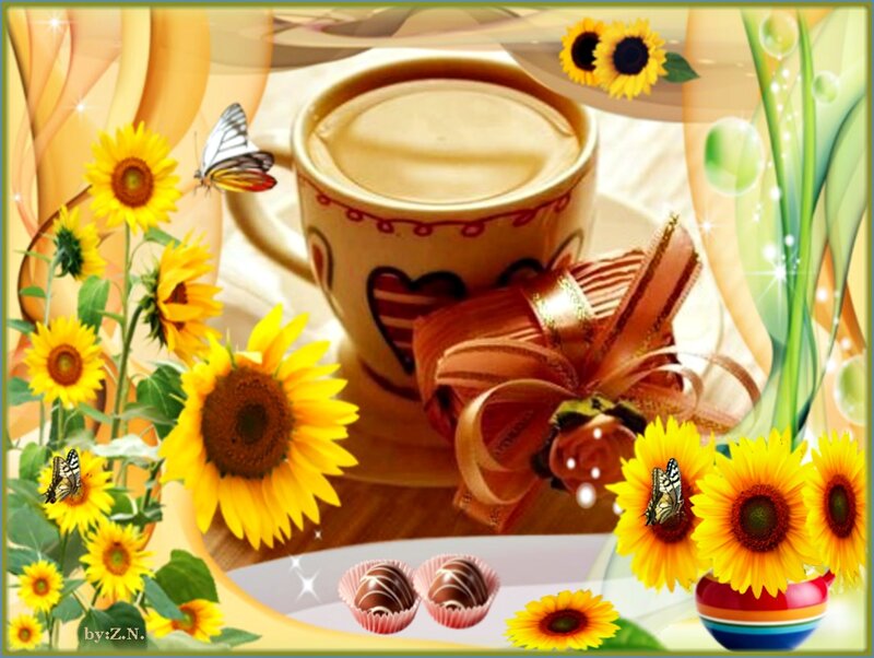 Coffee Cup with Sunflowers