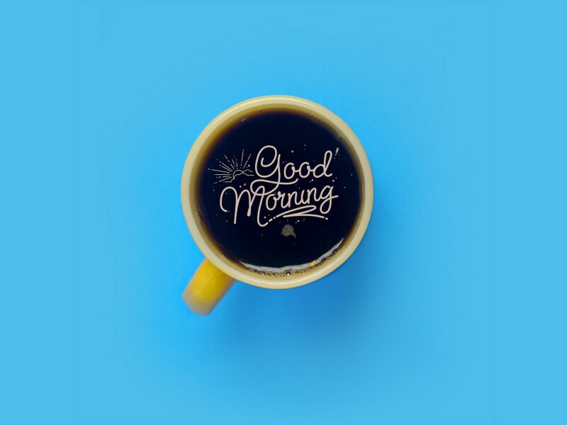Coffee Cup with Text — Blue