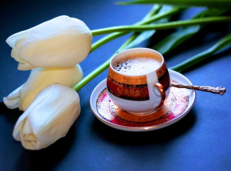 Coffee Cup with Tulips