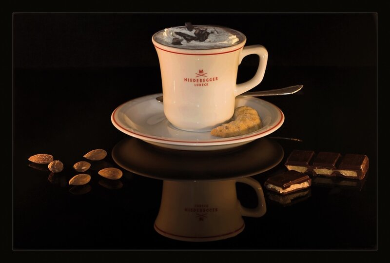 Coffee Cup with Whipped Cream — Black, Dramatic