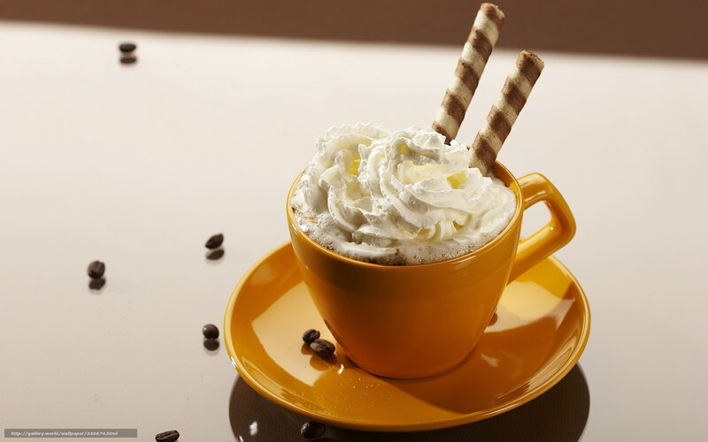 Coffee Cup with Whipped Cream — Yellow, Calm, Photograph