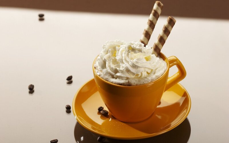 Coffee Cup with Whipped Cream — Yellow, Calm
